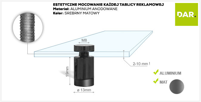 Dystans aluminiowy - montaż dibond