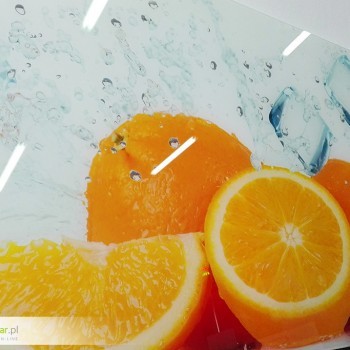 Panele szklane z nadrukiem pomarańczy - druk UV bezpośrednio na szkle