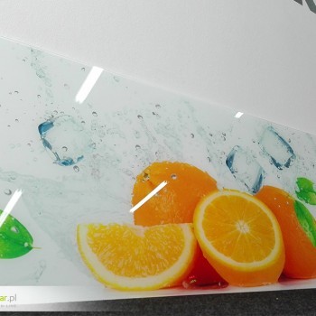 Panele szklane z nadrukiem pomarańczy - druk UV bezpośrednio na szkle